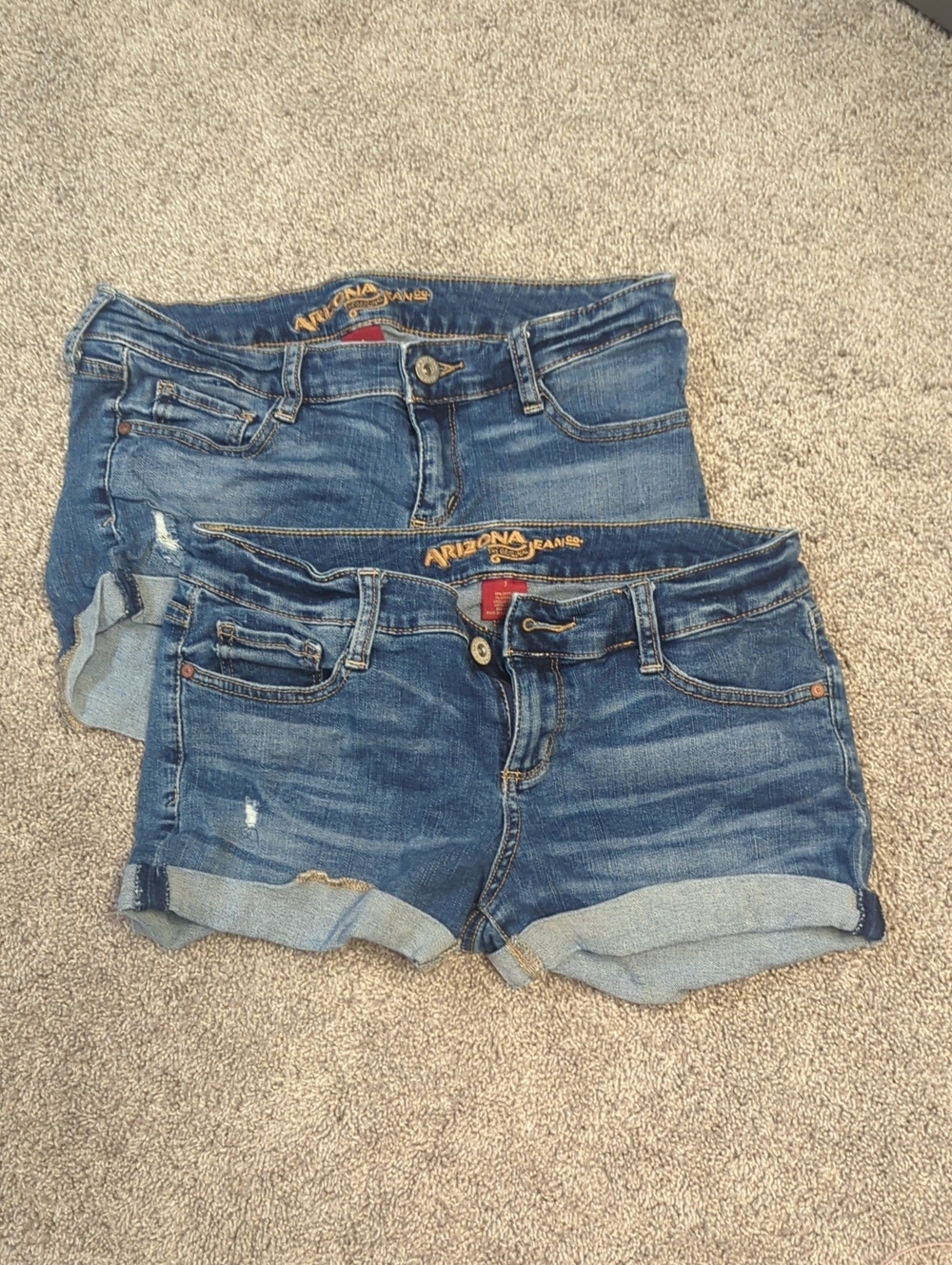 TWO - Arizona Jean Company Women's Distressed Blue Jean Shorts.
